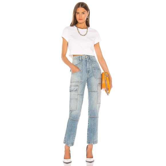 SLVRLAKE Savior Cargo High-Rise Straight Jeans Salt Flats Blue 24 NWOT - Picture 12 of 12